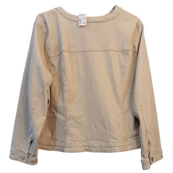 NEW CJ BANKS‎ Lightweight Jacket Size 3X Neutral Tan White Silver Tone Buttons - Picture 9 of 9
